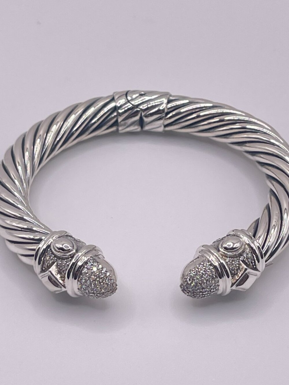 David Yurman 925 Silver Diamond Renaissance Cuff Bracelet - Picture 4 of 9